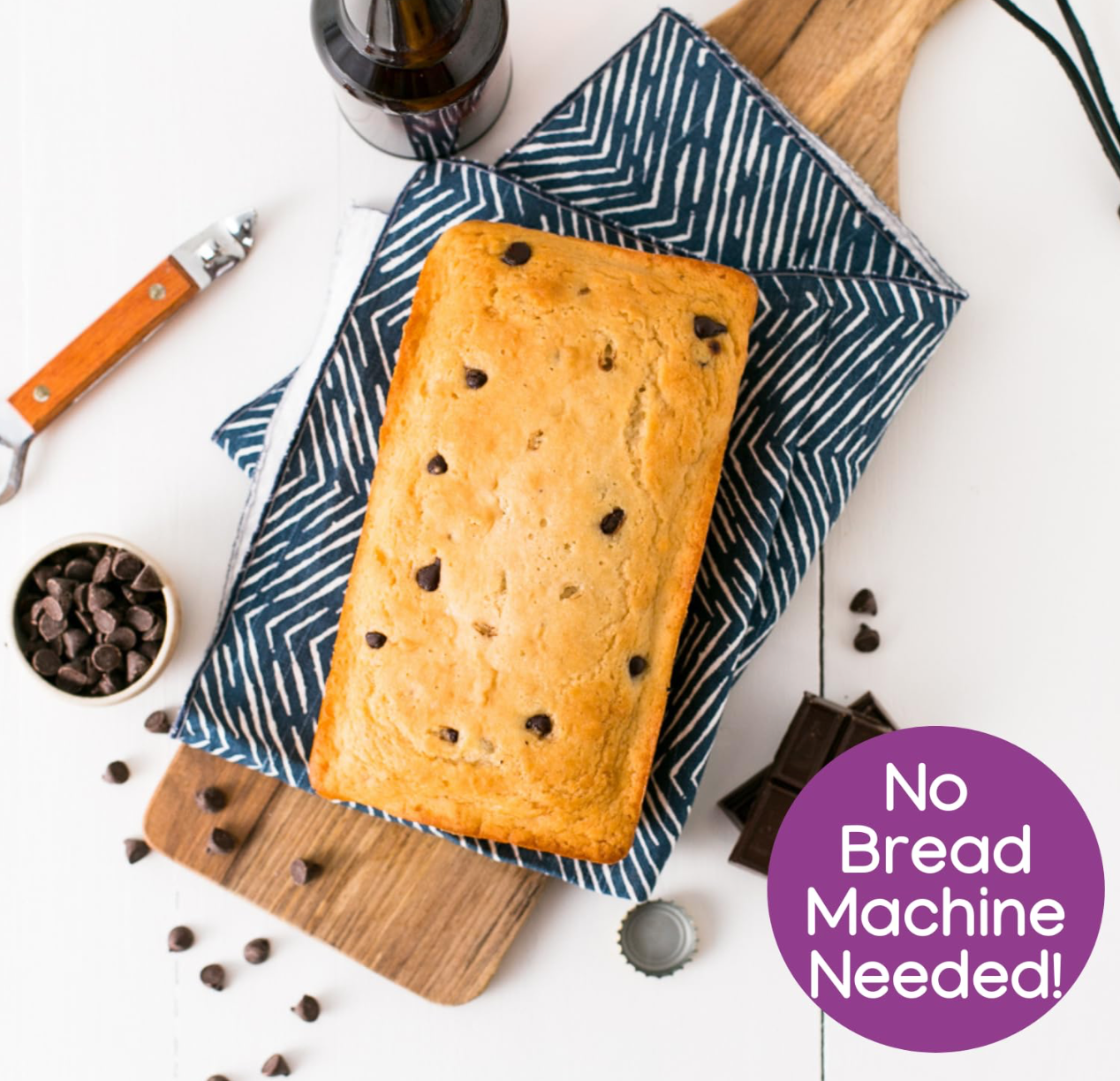 Chocolate Chip Cookie Dough Beer Bread - No Bread Machine Needed