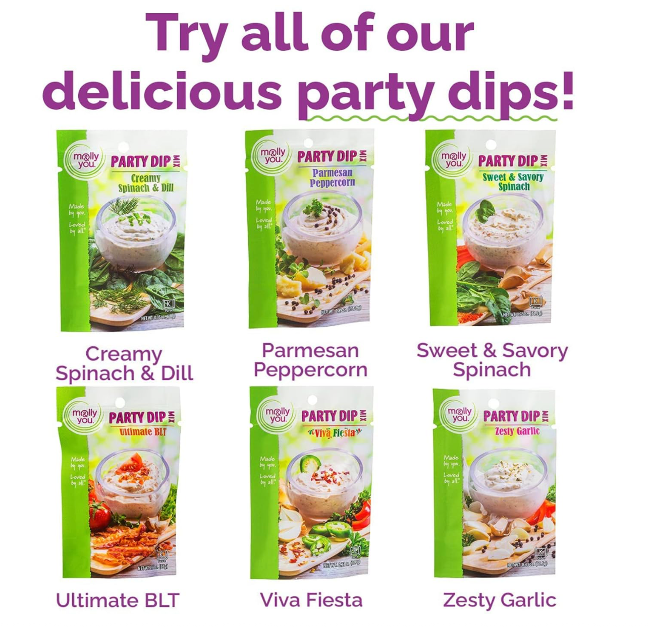 Try all of our delicious party dip mixes! 