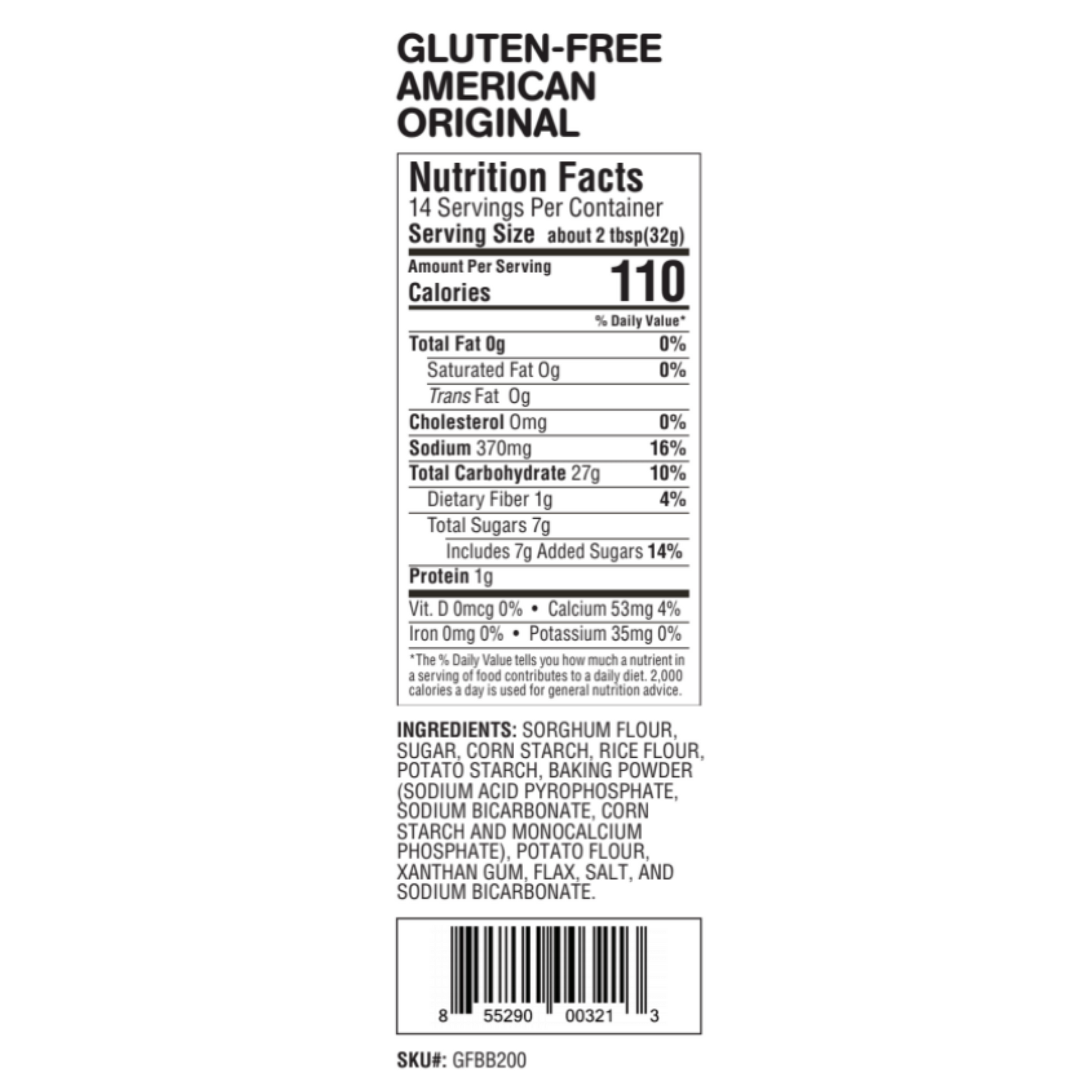 Gluten-Free American Original Nutrition Facts
