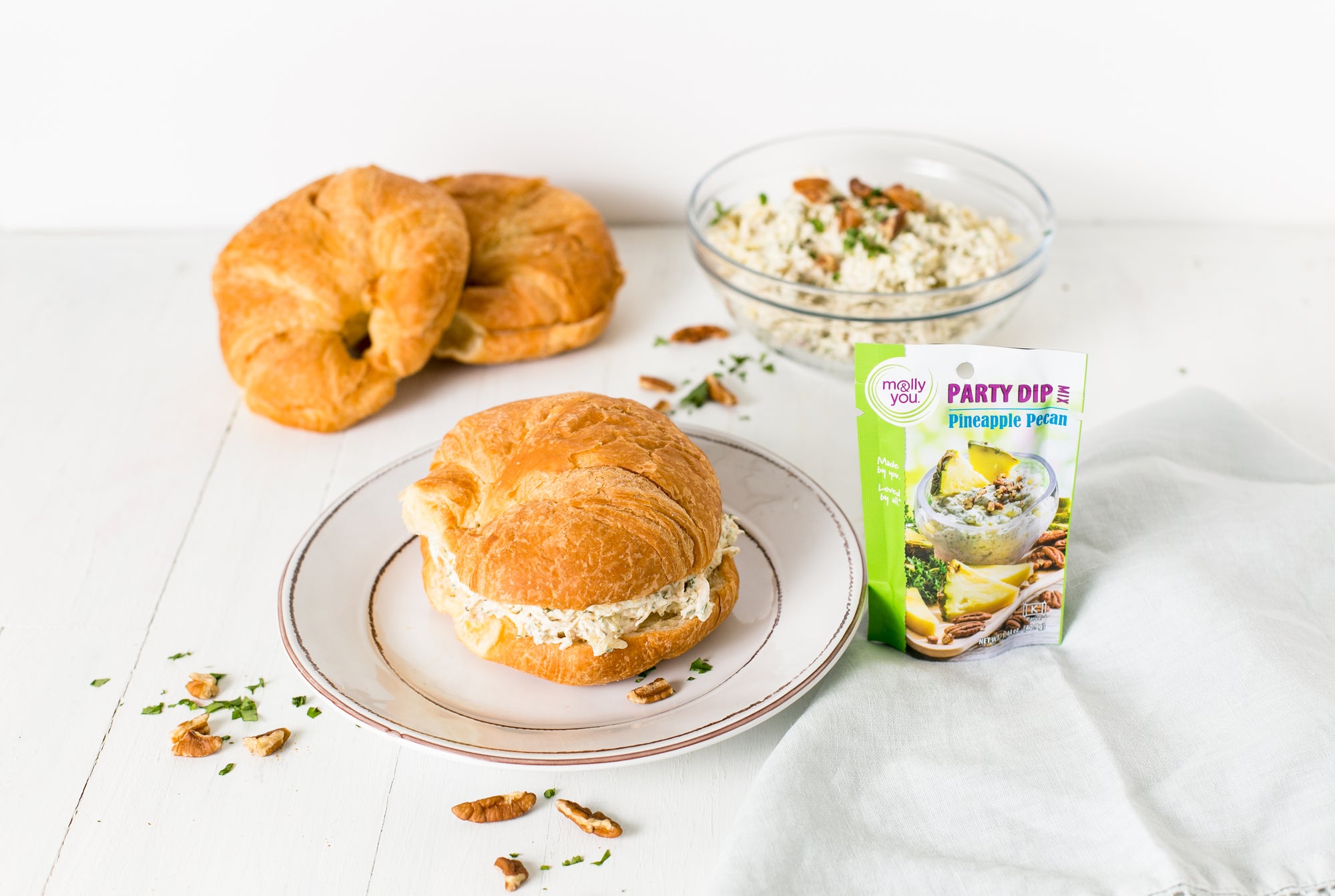 Pineapple Pecan Chicken Salad made with molly&you Pineapple Pecan Party Dip Mix
