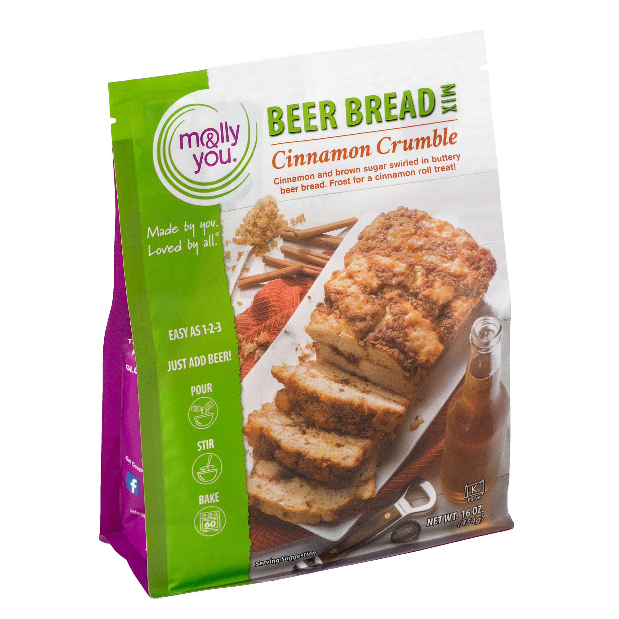 Front of the package - Cinnamon Crumble Beer Bread Mix