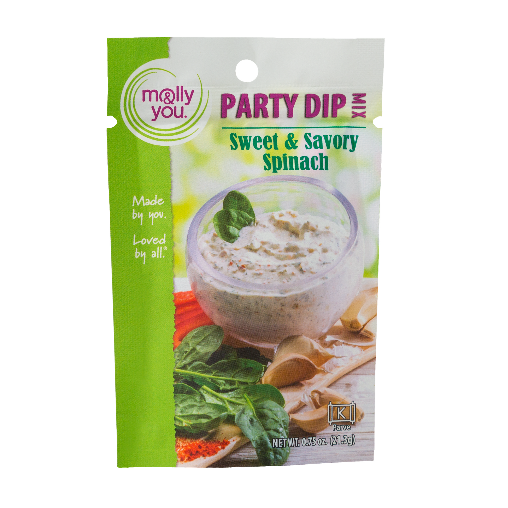 Front Package of Sweet & Savory Spinach Party Dip Mix
