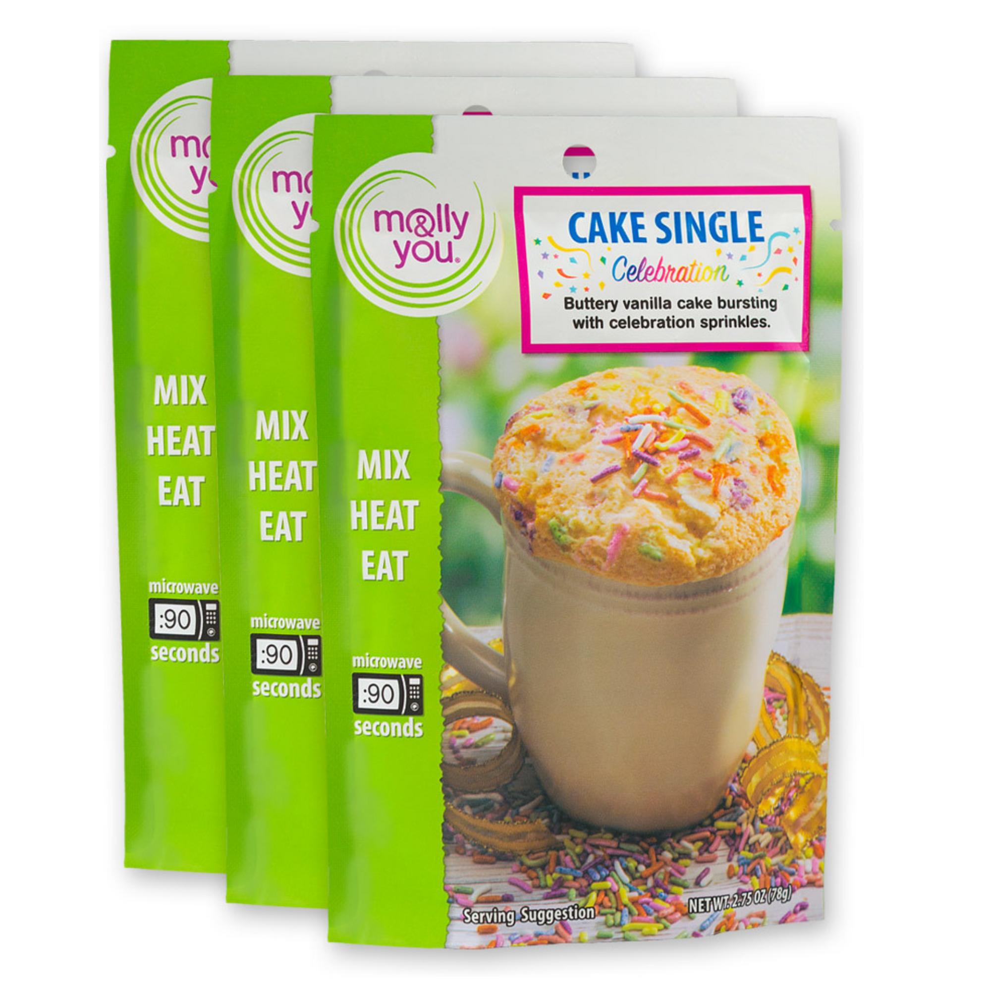 3-Pack of Celebration Cake Single Mug Cake