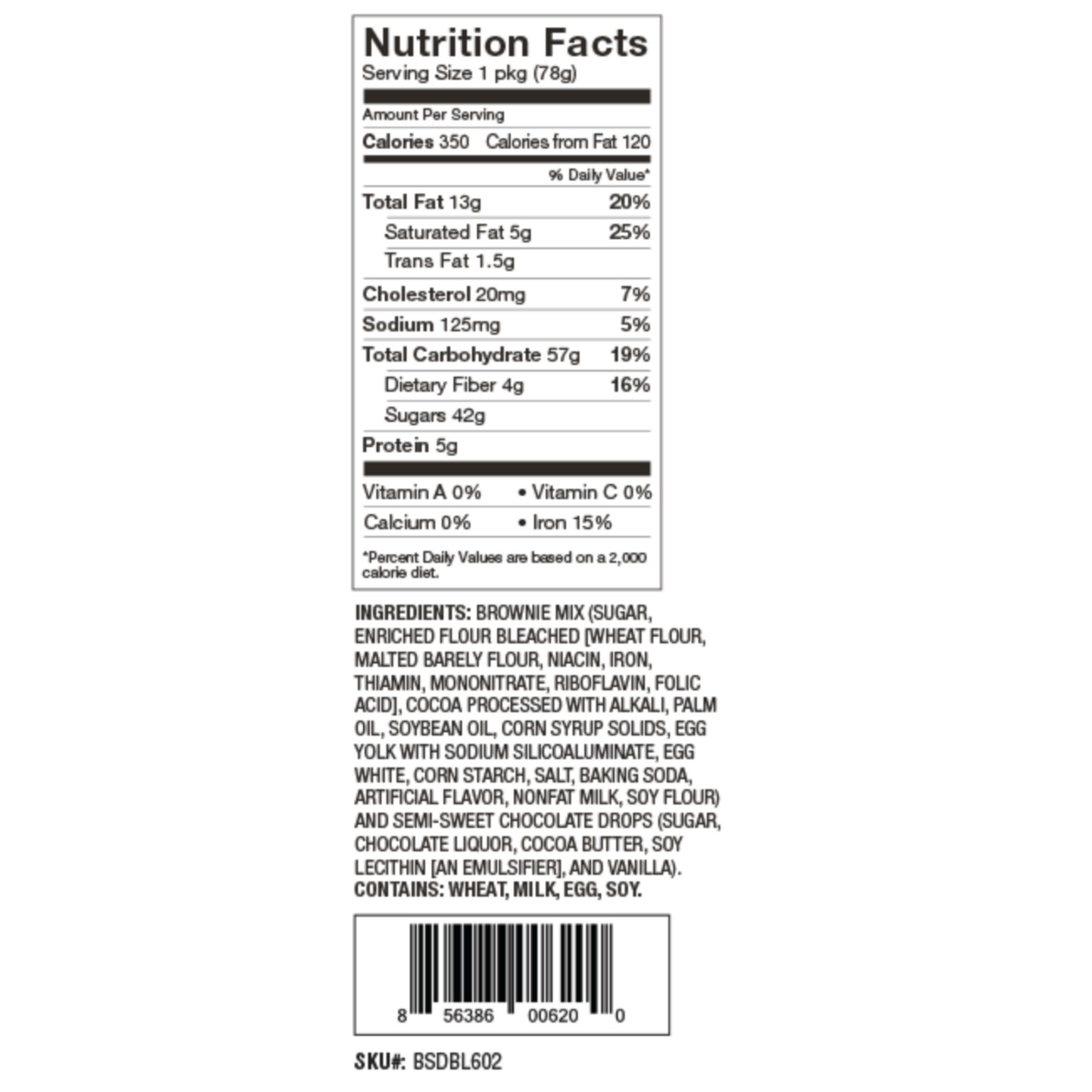 Nutrition Facts of Double Chocolate Chip