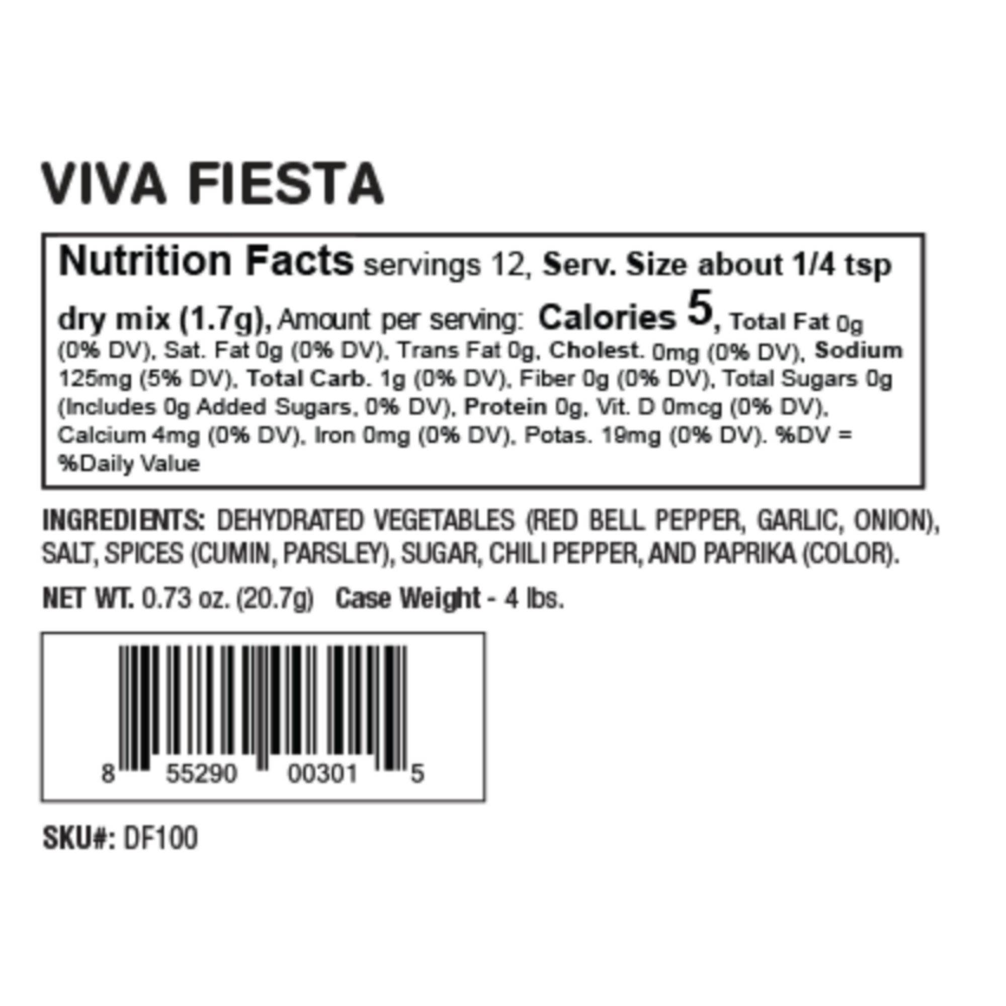 Nutrition Facts Viva Fiesta Party Dip Mix