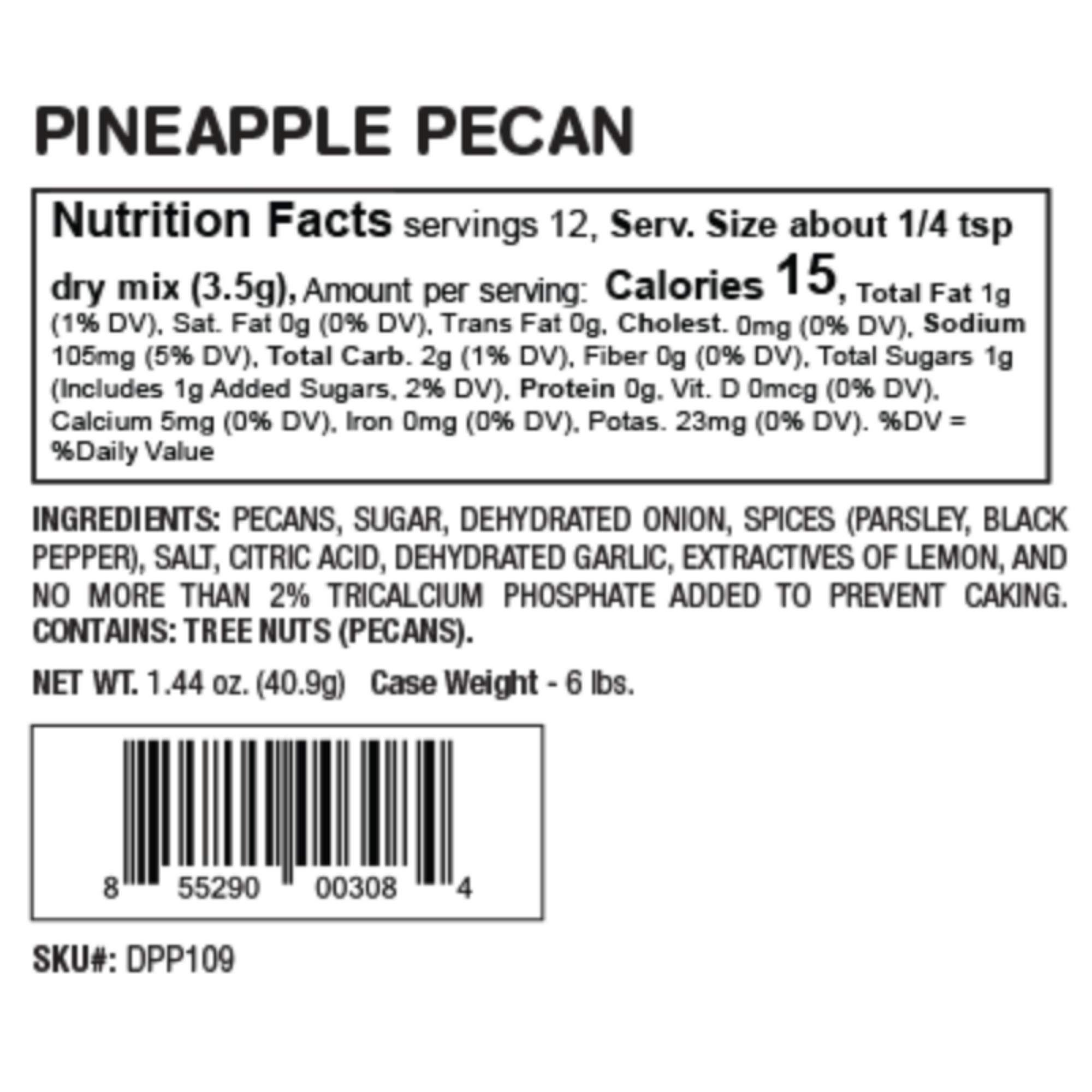 Nutrition Facts of Pineapple Pecan Party Dip Mix