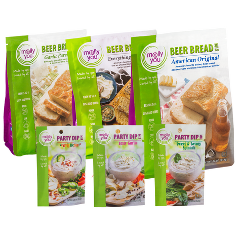 Flavor to the Max, Garlic Parmesan, Everything Seasoning, American Original Beer Bread, Viva Fiesta, Zesty Garlic, Sweet & Savory Spinach Party Dip Mix