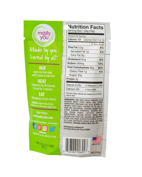 Cinnamon Coffee Cake Muffin Single Back of Package