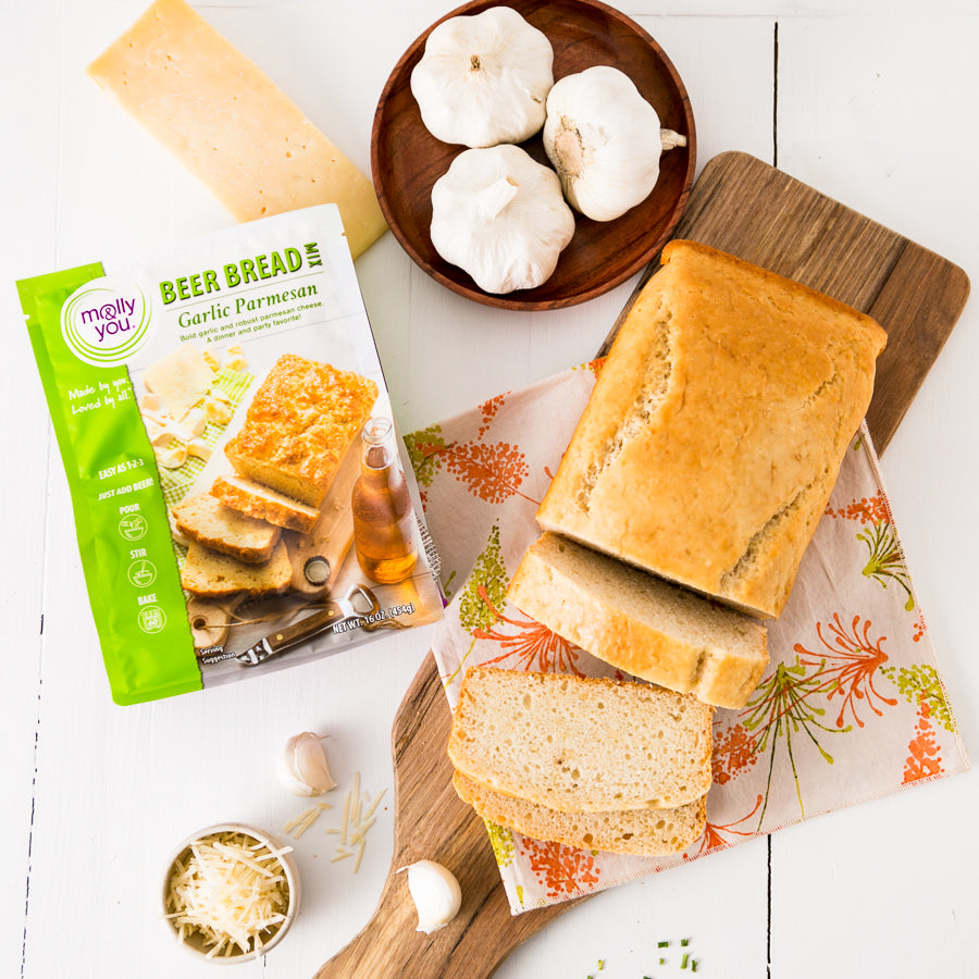 Garlic Parmesan Beer Bread - Pour, Stir, Bake!