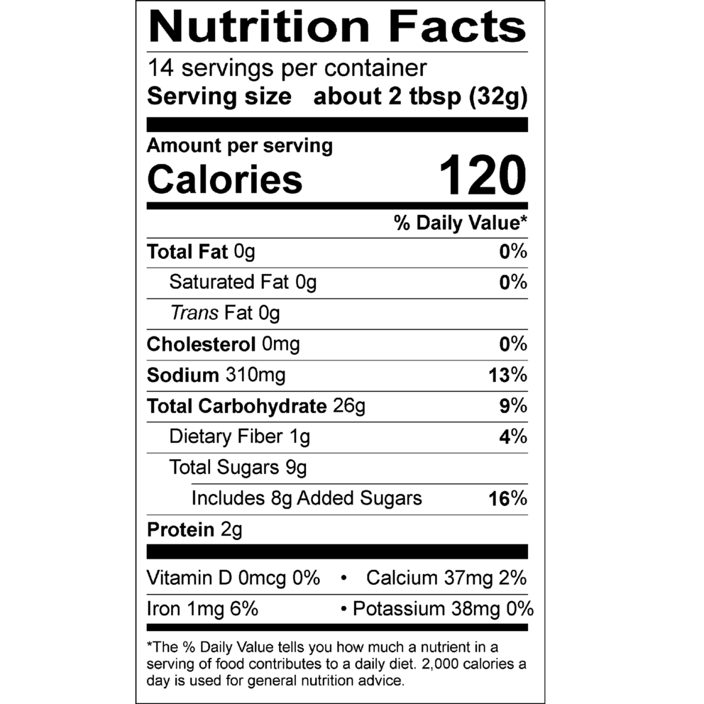 Nutrition Facts Caramel Apple Beer Bread Mix
