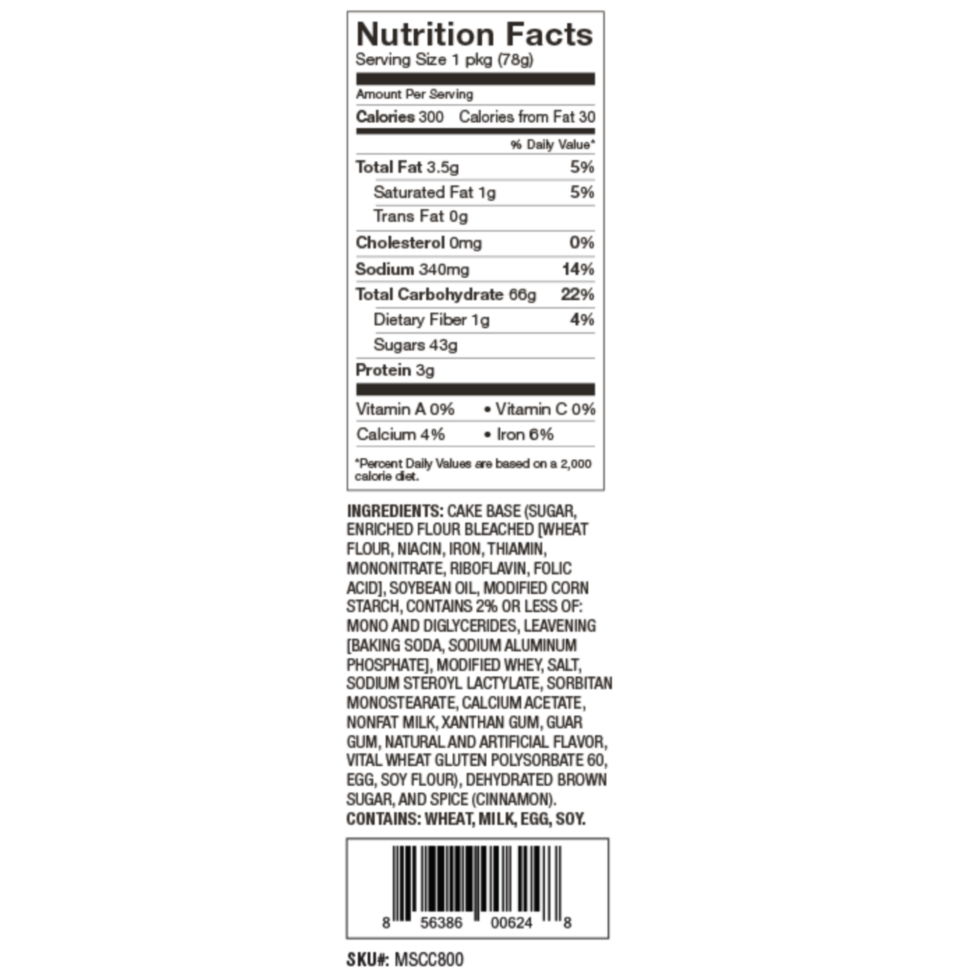 Nutrition Facts Of Cinnamon Coffee Cake Muffin Single