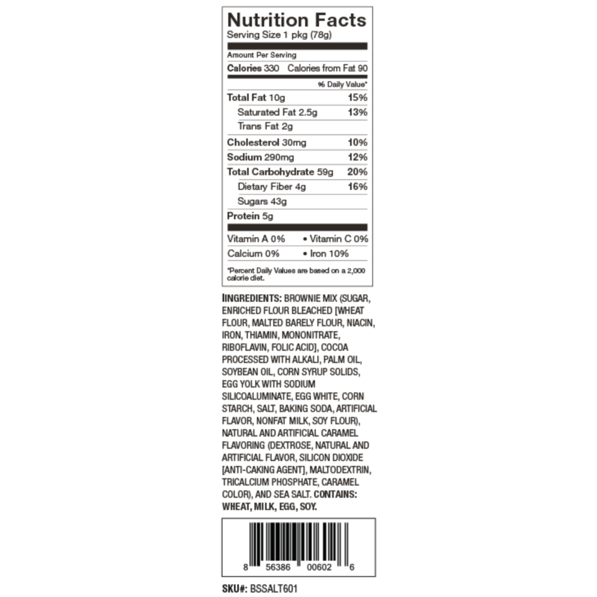 Nutrition Facts Salted Caramel Brownie Single